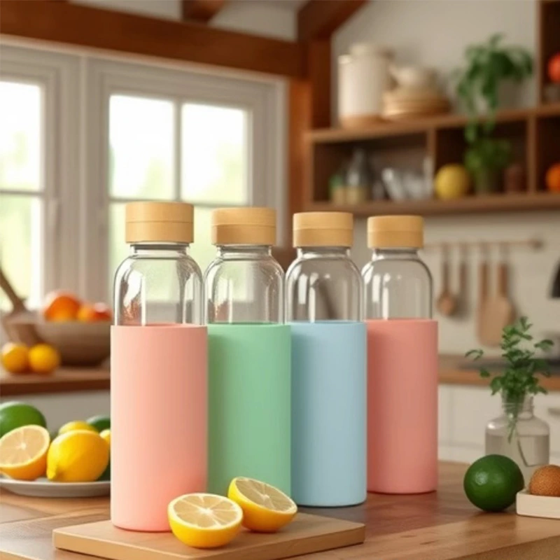 Silicone Sleeve Glass Milk Bottle